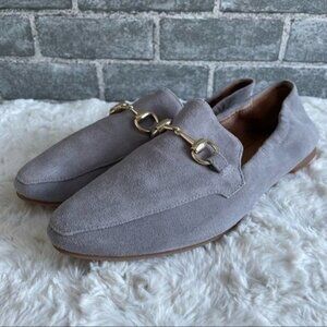 All Black Gray Suede Leather Loafers Size 38